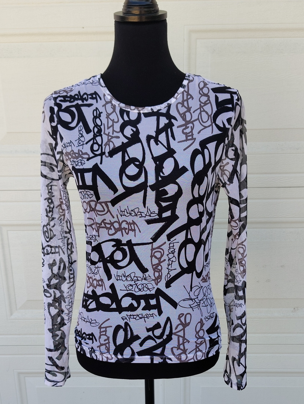 Vintage Victoria's Secret Mesh Fitted Long Sleeve Nylon Top Size S USA Logo Y2K